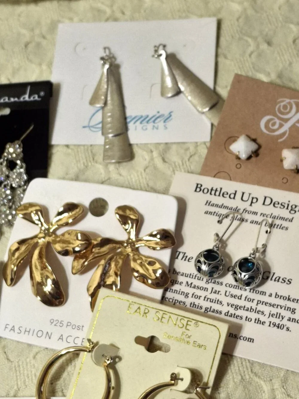Lot of 18 Pairs New Earrings Still on Display Cards